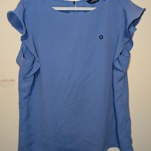 Chase Blue Ruffled Sleeve Top